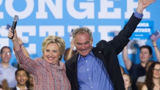 Tim Kaine Oo Noqonaya Ninka H. Clinton is garabsan Doonaan