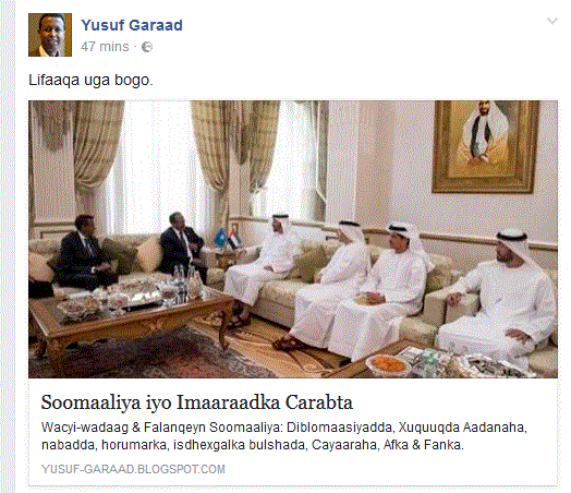 Yusuf Garaad Oo Blogiisa Uga Hadlay Safarkooda Imaaraadka