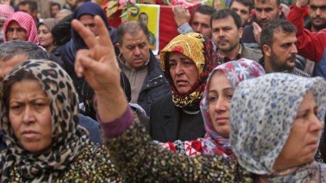 Afrin Oo Ay Ka Socdaan Dibad-baxyo Looga Soo Horjeeda Turkiga