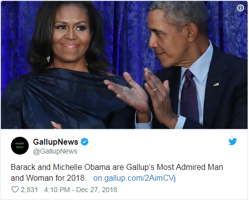 Xog Uruurin: Obama iyo Michelle waa Labbada Loogu Qadarin Badanyahay Mareykanka