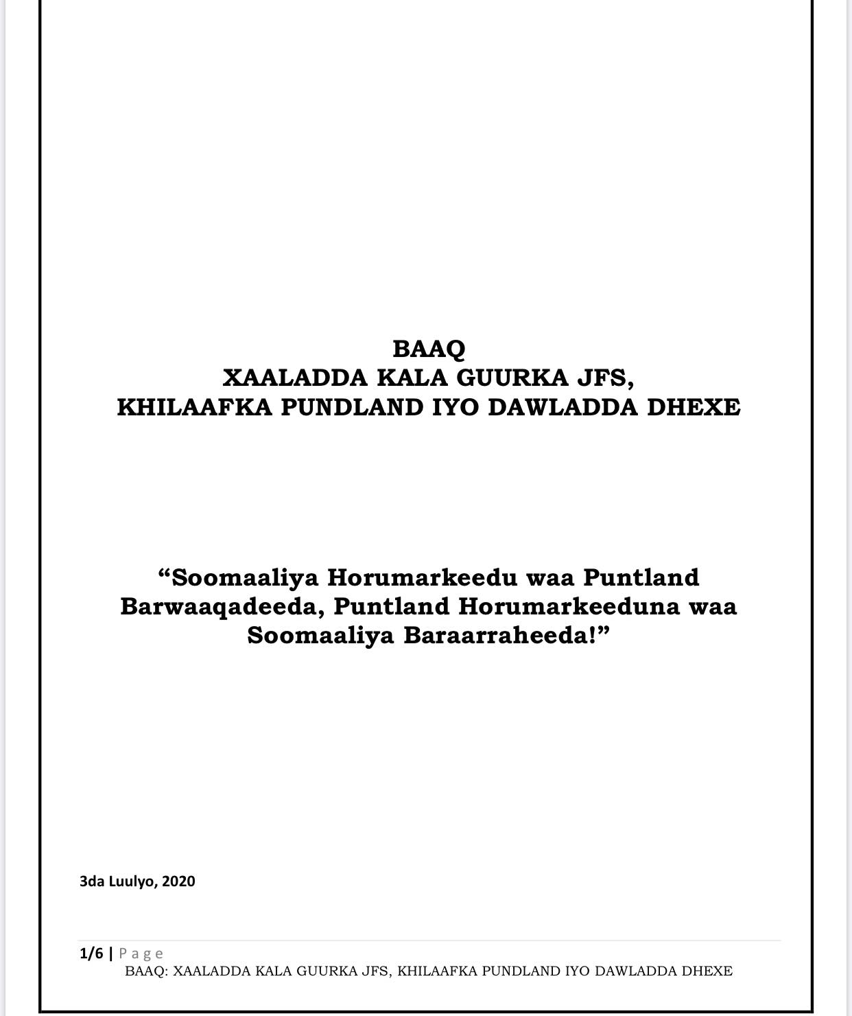 Puntland: Aqoonyahan Taageeray Maqaamka Muqdisho iyo Dhaqangelinta Doorasho Qof iyo Cod